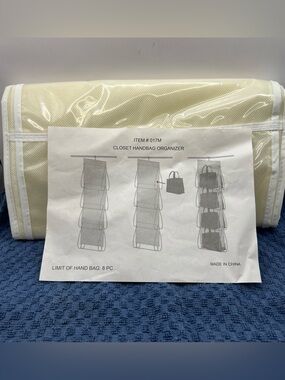 Cream HANGING HANDBAG Purse ORGANIZER Closet 8 slots
